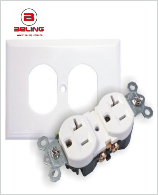 TOMA DOBLE 20A BLANCA LEVITON -
